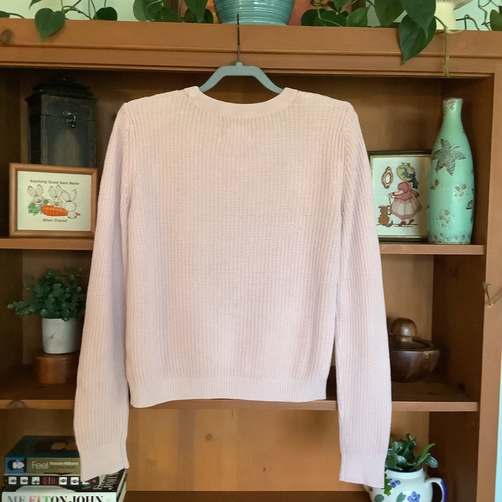 Y2K Abercrombie & Fitch Light Pink Knit Sweater Military Button Detail Size M - Picture 6 of 8